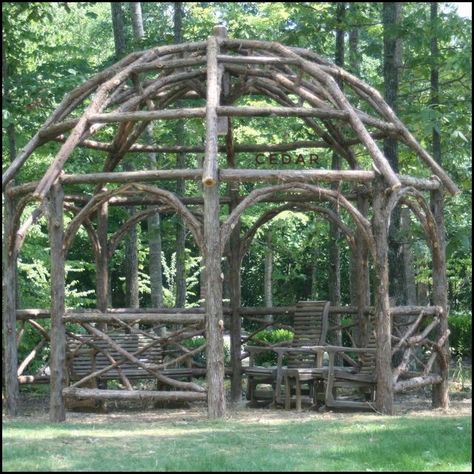 Summerhouse gazebo of cedar Log Creations, Dome Roof, Rooftop Balcony, Rustic Arbor, Garden Sets, Rustic Pergola, Rustic Landscaping, Cedar Pergola, Sweat Equity