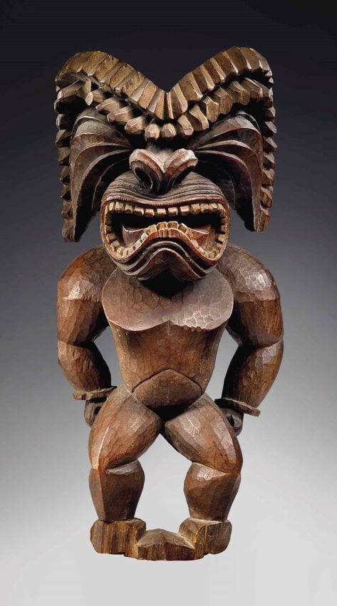 Hawaiian War God Ku Ka'ili Moku Tiki Hawaii, God Tattoo, Tiki Statues, Tiki Totem, Polynesian Art, Tiki Tiki, Ethnographic Art, Hawaii Art, William Ellis