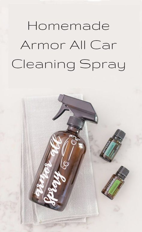 Tackle on the interior and exterior of your car with this Homemade Armor All Car Cleaning Spray. It will look and smell like new! via happymoneysaver.com #car #spray #clean #spray # diy #homemade #oils #doterra Diy Car Cleaning, Essential Oils Cleaning, Car Cleaning Hacks, Homemade Cleaning Products, Cleaning Spray, Doterra Oils, Diy Cleaners, Cleaning Recipes, Cleaners Homemade