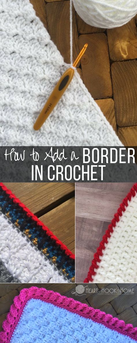 How to Add a Border in Crochet http://hearthookhome.com/how-to-add-a-border-in-crochet/?utm_campaign=coschedule&utm_source=pinterest&utm_medium=Ashlea%20K%20-%20Heart%2C%20Hook%2C%20Home&utm_content=How%20to%20Add%20a%20Border%20in%20Crochet Crochet Edgings, Crochet Border, Crochet Unique, شال كرو�شيه, Confection Au Crochet, Crochet Geek, Crochet Tips, Crochet Simple, Crochet Borders