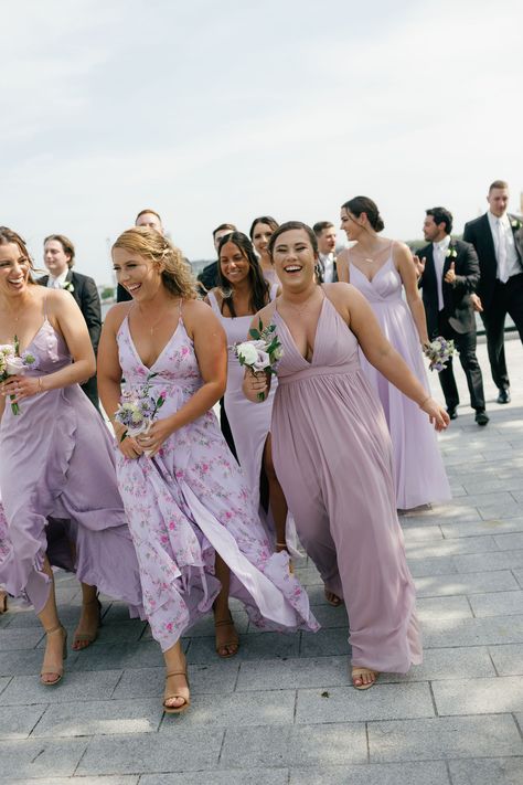 Mismatched Bridesmaid Dresses Purple Lavender, Mismatched Bridesmaid Dresses Lavender, Lavender And Peach Bridesmaid Dresses, Lavender Floral Bridesmaid Dresses, Mismatched Lavender Bridesmaid Dresses, Lavender Wedding Bridesmaid Dress, Light Purple Wedding Party, Lavender Bridesmaids Dress, Pink And Purple Bridesmaids