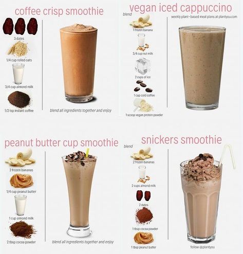 Resep Koktail, Fruit Smoothie Recipes Healthy, Protein Shake Smoothie, Resep Smoothie, Smoothie Recipes Healthy Breakfast, Smoothie Drink Recipes, Protein Shake Recipes, Easy Smoothie Recipes, Coffee Drink Recipes