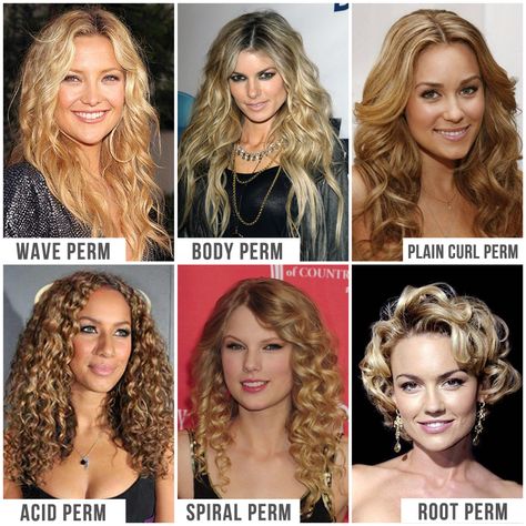 All types of perms! I wouldn't Reccomend bleaching and perm, but the curl patterns give you a nice visual. Body Perm, Body Wave Perm, Long Hair Perm, Spiral Perm, Wave Perm, Perm Hair, Hair 101, Body Wave Hair, Permed Hairstyles