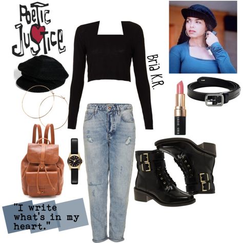 Poetic Justice inspired look by briarhoney on Polyvore featuring polyvore, fashion, style, Topshop, ASOS, Madewell, Marc by Marc Jacobs, Echo, Armani Exchange and Bobbi Brown Cosmetics Poetic Justice Costume, Poetic Justice Outfit, Janet Jackson Costume, Poetic Justice Shirt, Aaliyah Outfits, Black 90s Fashion, Shirt Outfit Ideas, 90s Fashion Women, Alicia Silverstone