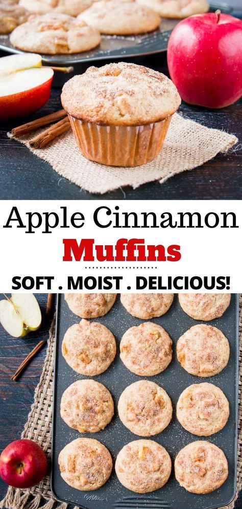 Muffins Apple, Apple Muffin Recipes, Apple Recipes Easy, Apple Cinnamon Muffins, Cinnamon Muffins, Apple Muffins, Homemade Muffins, Homemade Apple, Apple Cinnamon