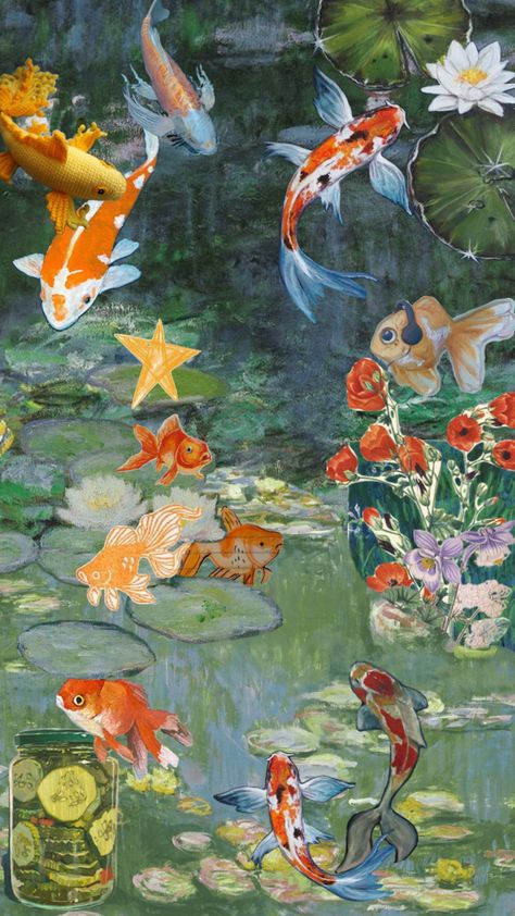 Koi Fish Wallpaper Aesthetic Anime, Cute Koi Fish Wallpaper, Vintage Summer Wallpaper Iphone, Koi Fish Types, Pisces Fish Wallpaper, Koi Fish Phone Wallpaper, Koi Fish Wallpaper Aesthetic, Koi Fish Wallpaper Iphone Aesthetic, Fish Art Wallpaper