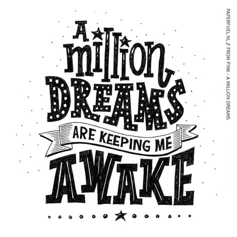 Every night, I lie in bed. The brightest colors fill my head. A million dreams are keeping me awake... From the beautiful song from @pink… A Million Dreams Are Keeping Me Awake, A Million Dreams Lyrics, A Million Dreams, Million Dreams, Beautiful Songs, Bright Color, Songs, Bed, Pink