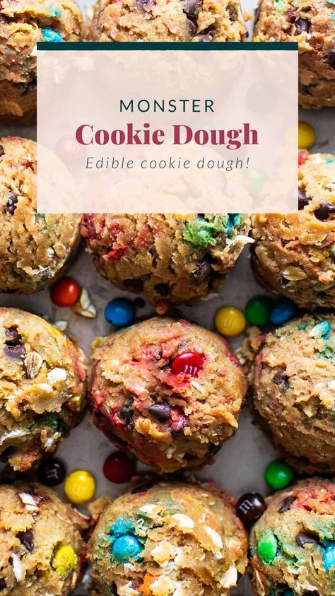 Protein Monster Cookie Dough - Fit Foodie Finds Protein Dough Recipe, Vegan Cookie Dough Bites, Cookie Diet, Monster Cookie Dough, Oats Peanut Butter, Monster Cookies Recipe, Low Carb Meats, Best Food Processor, Fit Foodie Finds