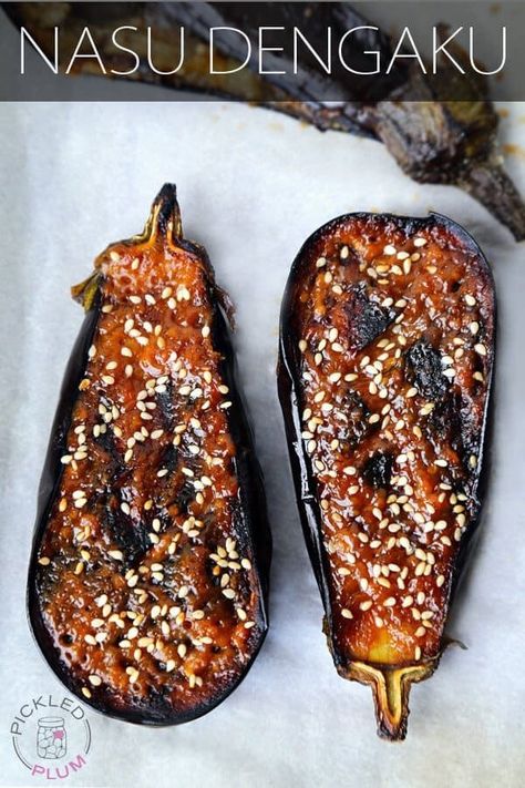 Nasu Dengaku - Miso Glazed Eggplant | Pickled Plum Food And Drinks Broiled Eggplant, Eggplant Dinner, Nasu Dengaku, Glazed Eggplant, Recipes Eggplant, Miso Eggplant, Miso Recipe, Japanese Dinner, Miso Glaze