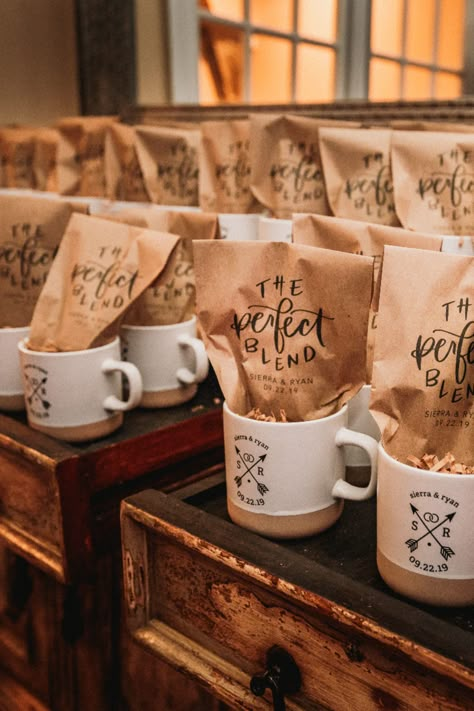 Coffee mug and coffee bean wedding favor that guests will actually use! | Photographer: Matt Stallone Photography #njwedding #weddingfavors #coffeeweddingfavors #coffeemug #personalizedweddingfavor #njweddingvenue #rusticwedding #bearbrookvalley Coffee Wedding Favors, Coffee Party, Coffee Wedding, Wedding Giveaways, Coffee Theme, Future Wedding Plans, Brunch Wedding, Guest Gifts, Cute Wedding Ideas