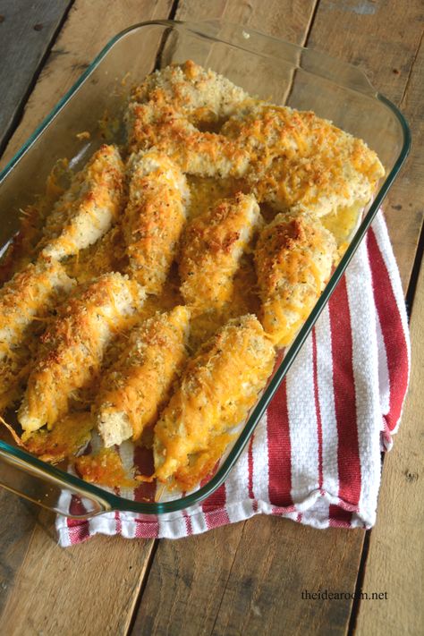 Garlic Cheddar Chicken Strips--a tasty, quick and simple dinner idea | theidearoom.net Garlic Cheddar Chicken, Garlic Cheddar, Cheddar Chicken, Idea Room, Chicken Strips, Chicken Main Dishes, Dinner Food, Poultry Recipes, Main Dish Recipes