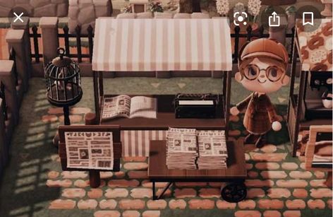 Animal Crossing Music, Newspaper Stand, Forest Core, Animal Crossing Villagers, Paper Stand, Island Decor, Island Art, Animal Crossing Game, Island Design