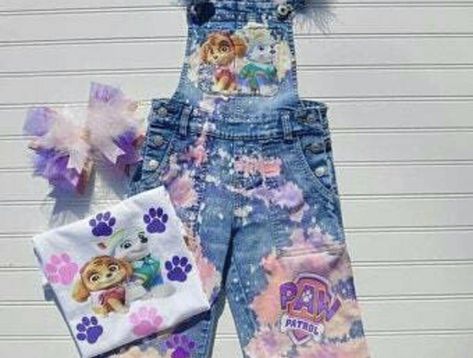 $90 + shop shipping These Overalls are Inspired by Paw Patrol. It comes in sizes 3M-12 you choose from birthday Style or name personalization. It comes with evenythin pictured . If your interested in purchasing; message me. I accept payment via Cashapp, PayPal, Venmo and fb direct messaging . Please send as family & friends !! Paw Patrol Birthday Outfit, Paw Patrol Dress, Paw Patrol Outfit, Birthday Style, Birthday Clothes, Demin Jacket, Outfits Girl, Paw Patrol Birthday, 4th Birthday Party