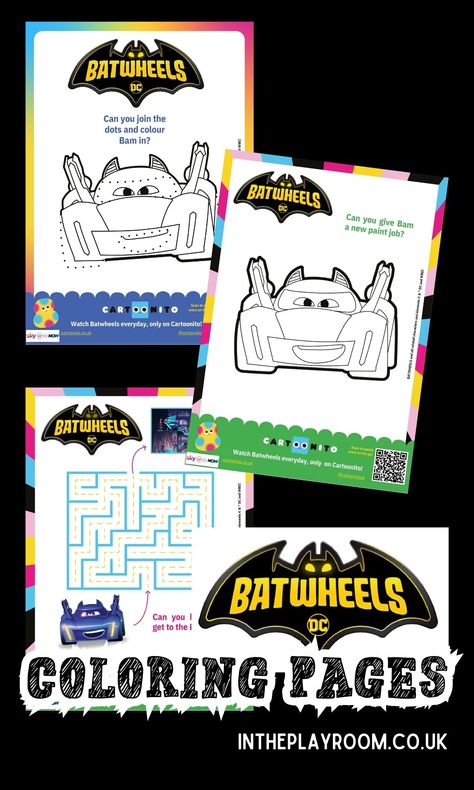 Free Printable BatWheels Coloring Pages - In The Playroom Batwheels Birthday Party, Batwheels Birthday Party Ideas, Batwheels Birthday, Footprint Craft, Penguin Craft, Kid Friendly Crafts, Alphabet Worksheets Preschool, Batman Party, Taco Party