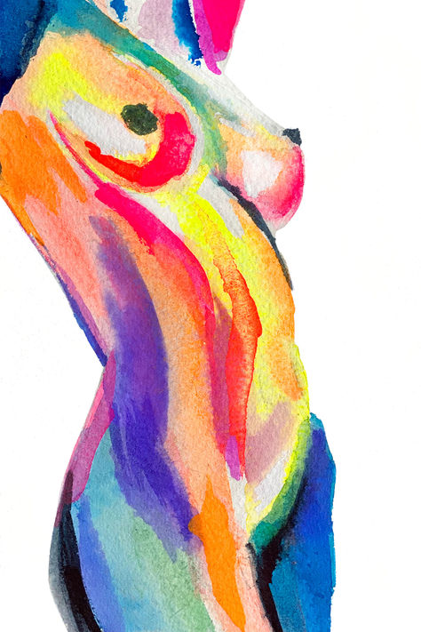 Discover the beauty of colorful nude watercolors by Nick Horvath. Each painting is a celebration of form and vibrant hues, adding a unique touch to your art collection. Kunst Inspo, Figure Art, Arte Van Gogh, Union City, Oil Pastel Art, Human Form, Small Canvas Art, Arte Inspo, Arte Fantasy