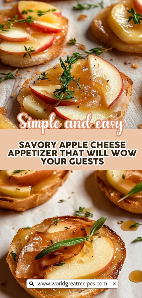 Impress your guests with this stunning apple brie appetizer that combines creamy brie cheese with sweet, crisp apples. Perfect for holiday parties or casual get-togethers, this dish offers a delightful balance of flavors that will leave everyone wanting more. With simple ingredients like honey, nuts, and fresh apples, this elegant appetizer is easy to prepare and makes for a beautiful presentation. Serve it warm or at room temperature alongside crackers or bread for a crowd-pleasing treat! Apples And Brie Appetizer, Brie Cheese And Apple Recipes, Apple Cheese Appetizer, Brie Apple Honey Crostini, Apple Appetizer Recipes, Appetizer With Brie Cheese, Appetizers With Apples, Brie And Apple Appetizer, Apple Appetizers For Party