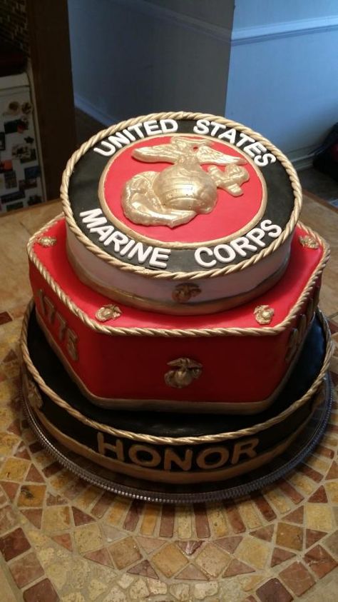 2014 Marine Corps Ball cake - Cake by Michaela Gilly Marine Corps Cake, Marine Retirement, Marine Corps Retirement, Usmc Birthday, Marine Corps Wedding, Marine Cake, Marine Corps Birthday, Military Cake, Marine Corps Ball