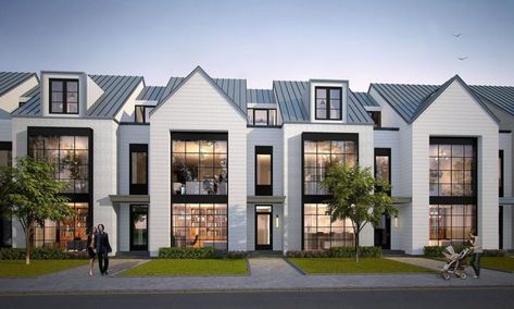 Modern Townhome - Exterior Cape Cod Architecture, Townhouse Exterior, Modern Townhouse, Plans Architecture, Be Design, Townhouse Designs, Real Estat, Row House, Modern Houses