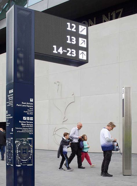 Intelligent Wayfinding System at Tottenham Hotspur Stadium - Populous Stadium Wayfinding, Stadium Signage, Wayfinding Map, Mall Signage, Digital Signage System, Tottenham Hotspur Stadium, Wayfinding Signage Design, Orlando International Airport, Sign System