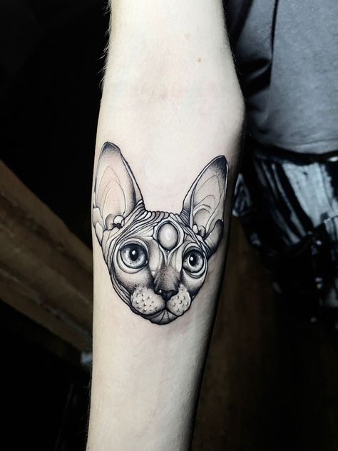 Sphynx Cat Tattoo, Cat Eye Tattoos, Third Eye Tattoos, Neo Tattoo, Cute Cat Tattoo, Mark Tattoo, Spooky Tattoos, Dot Work Tattoo, Eye Tattoo