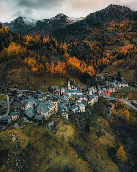 Modern Village Aesthetic, Mountain Side Village, Mountain Town Aesthetic, Village Aesthetic, Village Center, Seventh Son, Forest Village, Ticino Switzerland, European Village