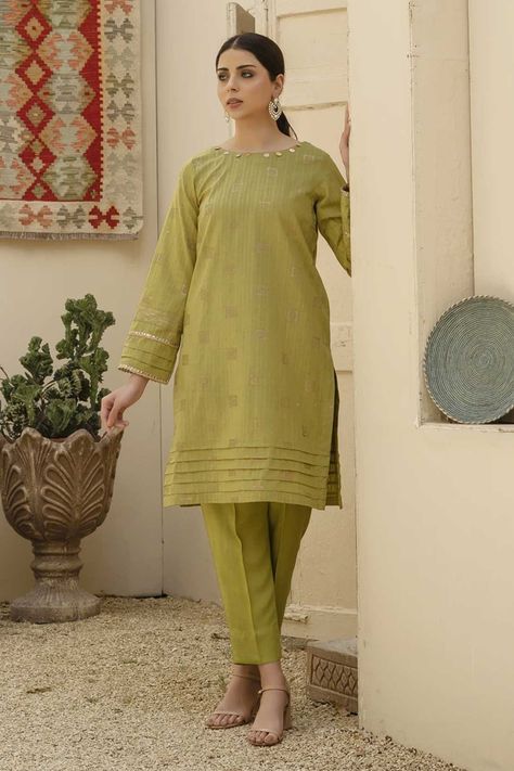 Afifa Iftikhar Khaddar Shirt Design, Pakistani Pret Wear, Apple Green Dress, Pret Wear, Green Dress Outfit, Textured Shirt, Single Shirt, Basic Wear, Apple Green