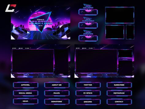 Excited to share the latest addition to my #etsy shop: Animated Synthwave Twitch Overlays - Complete Stream Package - Includes Source Files* - Neon - Retro - Vaporwave - Blue - Purple - 80s https://etsy.me/3cCyace #blue #purple #abstractgeometric #twitchoverlay Retro Vaporwave, Neon Retro, Be Right Back, Anime Canvas, Stinger, Social Media Icons, 8 Bit, Remote Work, Blue Purple