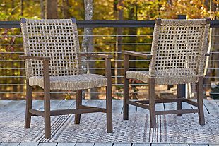 Germalia Outdoor Dining Arm Chair (Set of 2) | Ashley Kursi Outdoor, Dream Weaver, Eucalyptus Wood, Outdoor Armchair, Patio Dining Chairs, Sitting Pretty, Outdoor Dining Furniture, Dining Arm Chair, Outdoor Dining Set