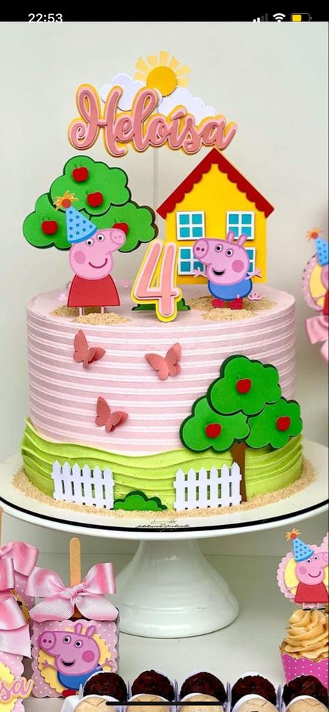 Peppa Pig Cake Ideas 3rd Birthday, Peppa Pig Cake Ideas, Peppa Pig Theme Cake, Tortas Peppa Pig, Bolo Da Peppa Pig, Peppa Pig Birthday Decorations, Birthday Cale, Pepper Pig, Peppa Pig Birthday Cake