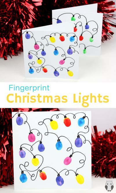 Finger Print Christmas Card, Christmas Light Fingerprint Craft, Finger Print Christmas Cards, Fingerprint Christmas Lights, Highly Motivational Quotes, Christmas Greeting Cards Diy, Fingerprint Christmas, Turtle Room, Easy Kids Christmas