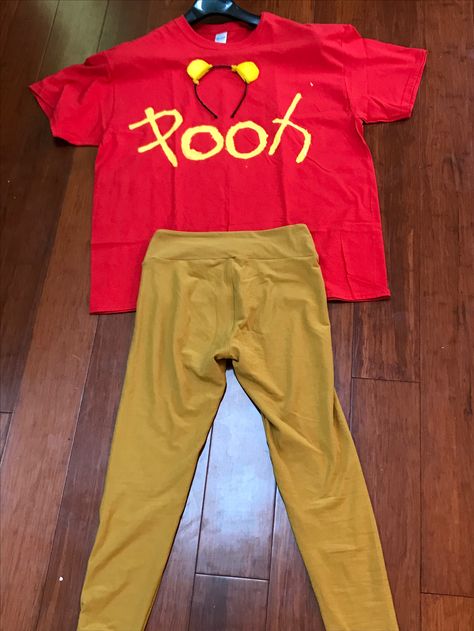 DIY Winnie the Pooh costume!!! Winnie The Pooh Costumes Diy, Piglet Costume Diy, Diy Winnie The Pooh Costume, Tiger Costume Diy, Diy Winnie The Pooh, Deer Costumes, Halloween Costumes Disney, Disney Puns, Honey Costume