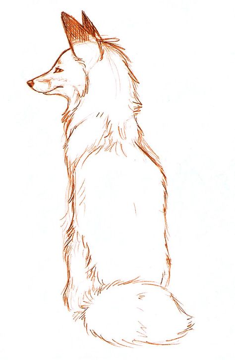 Fox Drawing Sketches, Fox Sketch, Fox Sitting, Fox Artwork, Fox Images, Fox Drawing, 동화 삽화, Animal Drawings Sketches, Japon Illustration