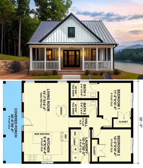 Tiny House 1 Floor, Tiny Duplex House Plans, Home Layout Plans Small, Tiny House 2 Bedroom Floor Plans, 2 Bedroom Tiny House Floor Plans, Tiny House Layout Floor Plans, Fort Plans, Grandma's Cottage, Tiny House Designs