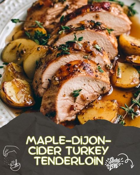 Luscious Recipes | Maple-Dijon-Cider Turkey Tenderloin | Facebook Turkey Tenderloin Sheet Pan Dinner, Thanksgiving Turkey Tenderloin Recipes, Thanksgiving Turkey Tenderloin, Turkey Recipes Crockpot, Turkey Tenderloin Recipes Oven, Turkey Tenderloin Crockpot, Turkey Loin Recipes, Turkey Breast Tenderloin Recipes, Tenderloin Recipes Oven