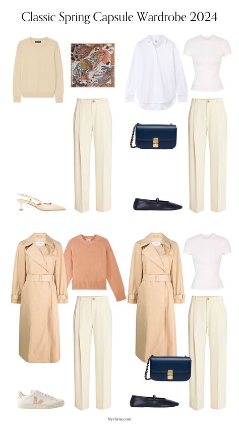 Classic Spring Capsule Wardrobe 2024 Spring Capsule Wardrobe 2024, Transitional Spring Outfits, Autumn Capsule Wardrobe, Neutral Color Outfits, French Style Clothing, Outfits Minimal, Realistic Fashion, Wardrobe Checklist, Minimalist Fashion Summer