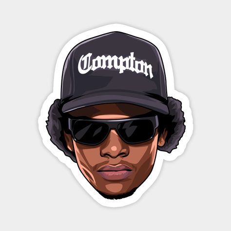 Cartoon design of Eazy E -- Choose from our vast selection of magnets to match with your desired size to make the perfect custom magnet. Pick your favorite: Movies, TV Shows, Art, and so much more! Available in two sizes. Perfect to decorate your fridge, locker, or any magnetic surface with. Compton Rappers, History Of Hip Hop, Trill Art, Eazy E, Skate Stickers, Graffiti Writing, Glitch Wallpaper, Tshirt Design Inspiration, Graffiti Characters