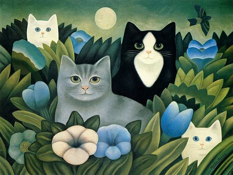 Hide and Seek -- Cat Art by Martin Leman Frida Art, Cat Art Illustration, Image Chat, Cat Artwork, 수채화 그림, Cat Portrait, Hide And Seek, Cats Illustration, Cat Colors