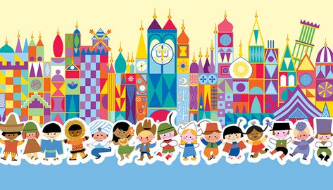 Small World Cake, Mary Blair Art, World Cake, Its A Small World, It’s A Small World, Mary Blair, It's A Small World, Edible Cupcake Toppers, Disney Artists