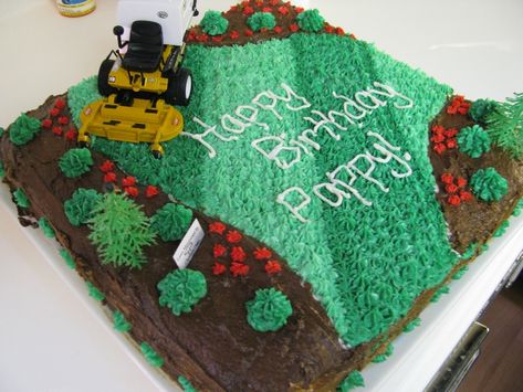 Lawn Cake Ideas, Landscaping Cake Ideas, Lawn Mower Birthday Cake, Lawnmower Cake, Lawn Mower Cake, Guy Cakes, Landscape Cake, Birthday Cake Ideas For Men, 21st Birthday Cake For Guys