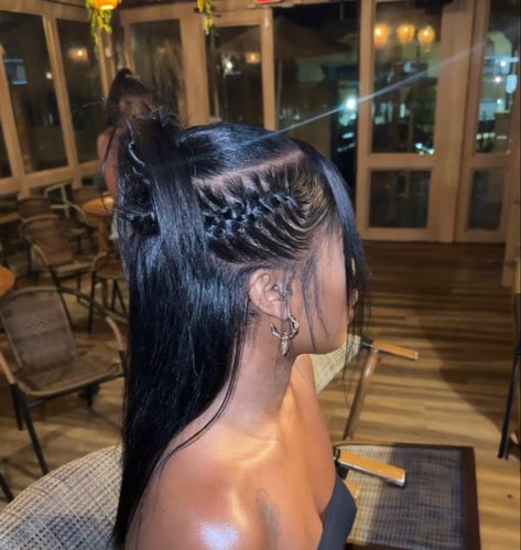 Braided Half Up Half Down Hair Black Women, Braided Half Up Half Down Hair, Half Up Half Down Braided, Braid Half Up Half Down, Hair Facts, Woman Hairstyles, Aveda Hair, Natural Hair Treatments, Braided Half Up