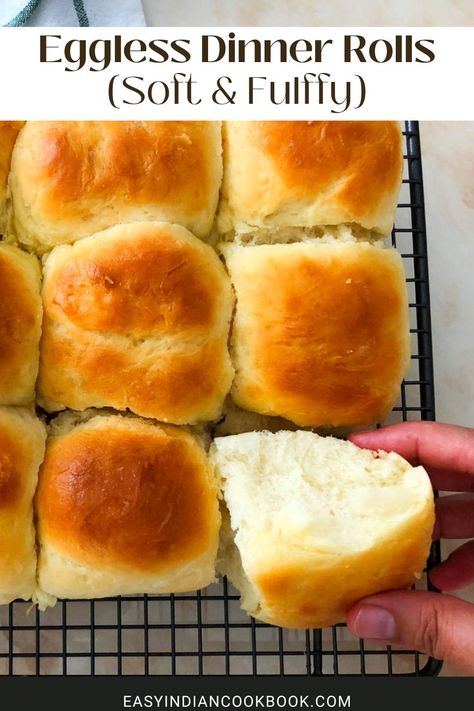 Eggless dinner rolls. Pav Buns Recipe, Eggless Dinner Rolls, Eggless Dinner, Pav Recipe, Joy Of Baking, Indian Side Dishes, Indian Cookbook, Freshly Baked Bread, Best Bread Recipe