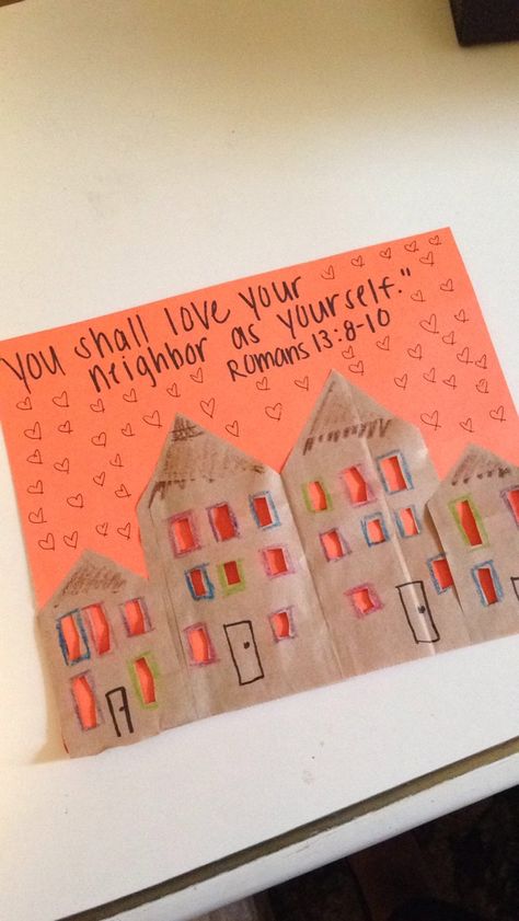 Love your neighbor craft Who Is My Neighbor Vbs Crafts, Love Thy Neighbor Craft For Kids, Love Your Neighbor Craft, Love Your Neighbor, Godly Play, Bible Story Crafts, Sunday School Crafts For Kids, Preschool Bible, Christian Crafts