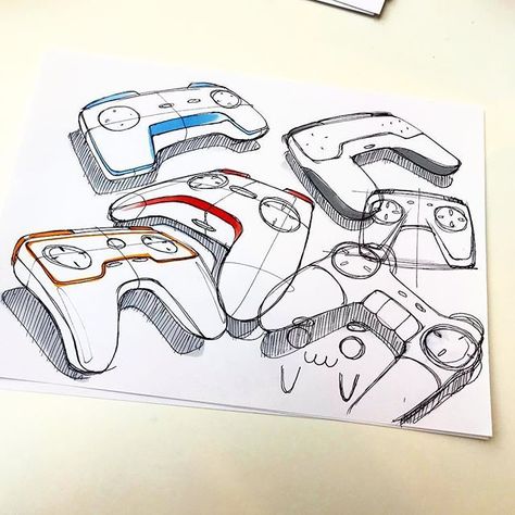 Controller Sketch, Product Drawing, Product Sketch, Video Game Controllers, Controller Design, Industrial Design Sketch, Iphone Wallpaper Pattern, Game Controllers, Spiderman Art