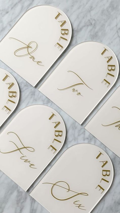 Event Acrylic Signs, Table Signs For Wedding, Arched Table Numbers, Wedding Table Signage, Arched Table, Table Numbers Wedding Diy, Gold Table Numbers Wedding, Wedding Table Number Signs, Table Signage