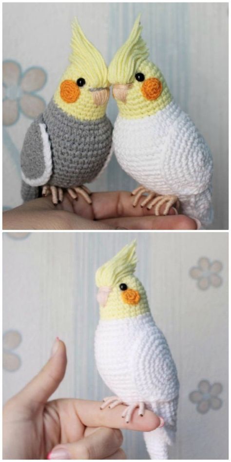 Cockatiel Crochet, Crocheted Birds, Bird Amigurumi, Crochet Parrot, Bird Crochet, Crochet Bird, Crochet Bird Patterns, Birds Pattern, Crochet Geek