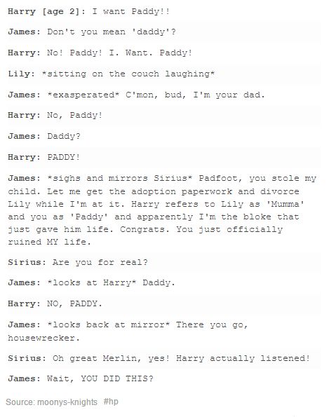 The Marauders and baby Harry This kinda made me sad because it starts with Harry at age 2. This could have happened if not for Voldemort. Scorpius And Rose, Harry Potter Sirius, Citate Harry Potter, Yer A Wizard Harry, Theme Harry Potter, Harry Potter Headcannons, Harry Potter Jokes, Harry Potter Marauders, Harry Potter Love