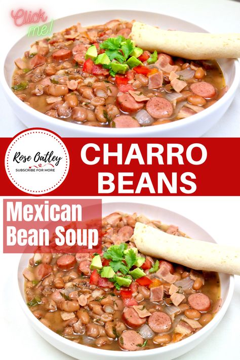 Charro Beans With Hot Dogs, Charro Bean Soup, Charro Beans Mexican, Hot Dog Soup, Mexican Hot Dogs, Mexican Bean Soup, Beans Mexican, Charro Beans, Bean Soup Recipe