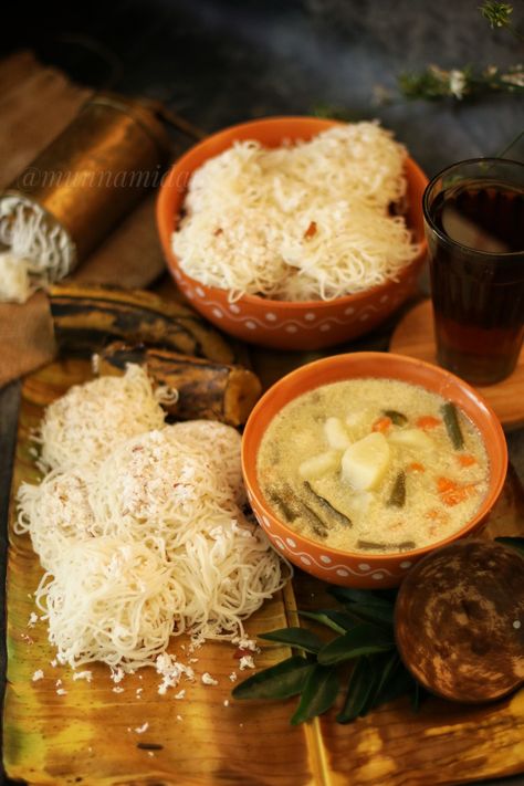 aks string hoppers is a famous Kerala breakfast. It will go along with vegetable stew, egg curry, chicken & mutton etc. Kerala Breakfast, Mutton Stew, Egg Curry, Vegetable Stew, Eating Clean, Chicken Stew, Curry Chicken, Kerala, Hummus