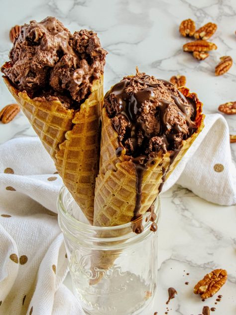 Easy, no-churn recipe for chocolate ice cream with flaked coconut and pecans! German Chocolate Ice Cream, Hot Fudge Topping, Fun Foods To Make, Chocolate Ice Cream Recipe, Lavender Ice Cream, Easy Ice Cream Recipe, Ice Cream Brands, Ice Cream Ingredients, Easy Ice Cream