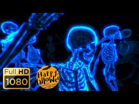 (22) HALLOWEEN PARTY BACKGROUND - Dancing Skeletons. Ghost. Scary Video. Halloween Loop Video (No Sounds) - YouTube Halloween Hologram, Loop Video, Motion Background, Scary Gif, Dancing Skeletons, Motion Backgrounds, Party Background, Halloween Party, Dancing